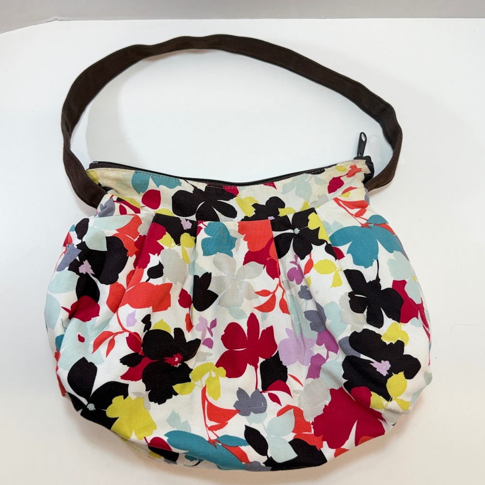 Lireca Shoulder Bag Purse Colorful Botanical Floral Pleated Handbag Hobo